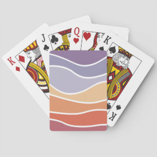 Purple and orange retro style waves playing cards