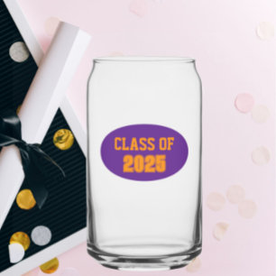 Purple and Orange School Colours Class Year Can Glass
