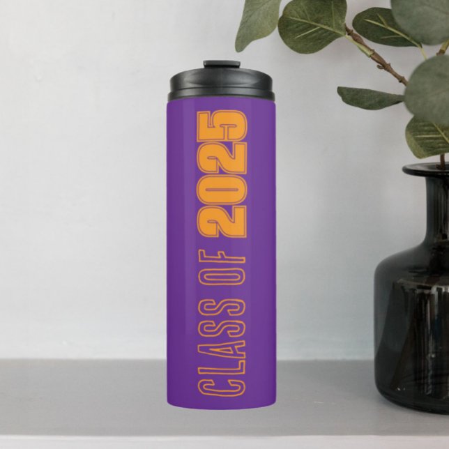 Purple and Orange School Colours Class Year Thermal Tumbler (In Situ)