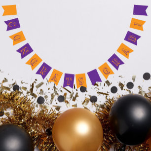 Purple and Orange School Colours Graduation Bunting