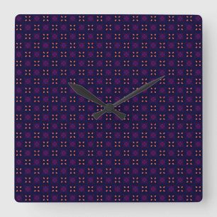 Purple and Orange School Spirit Sports Team Square Wall Clock