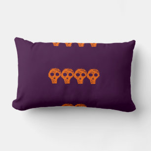purple and orange skull Halloween pillow