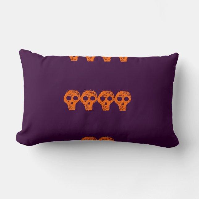 purple and orange skull Halloween pillow (Front)