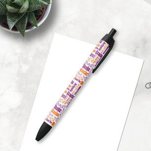 Purple and Orange Thank You Word Cloud Black Ink Pen