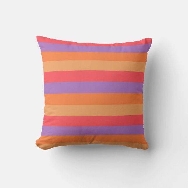 Purple and Orange Trendy Stripes Pattern Cushion (Front)