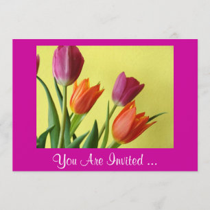 Purple And Orange Tulips Party Invitations
