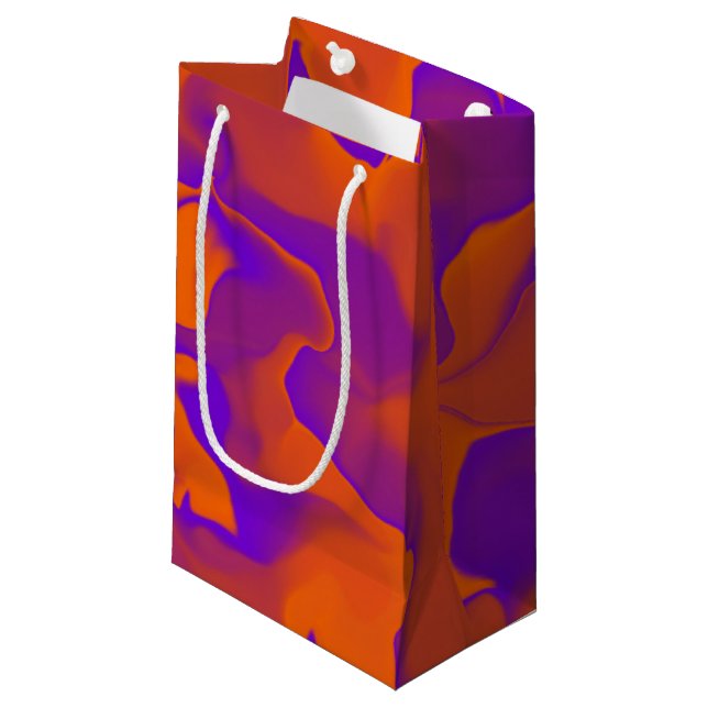 Purple and Orange Waves Pattern Small Gift Bag (Front Angled)
