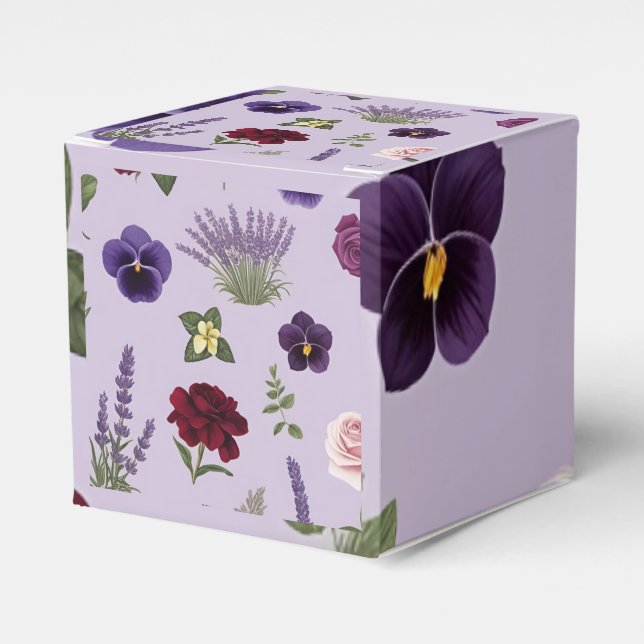 Purple and other color Floral Pattern Favour Box (Front Side)