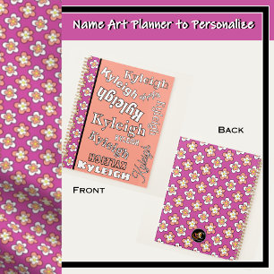 Purple and Peach Floral Personalised Customisable Planner