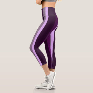 Purple and Pink Abstract Stripes Capri Leggings