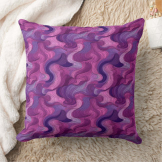 Purple and pink abstract waves  cushion