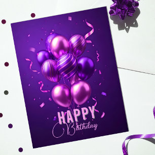 Purple and Pink Balloon Birthday Celebration Postcard