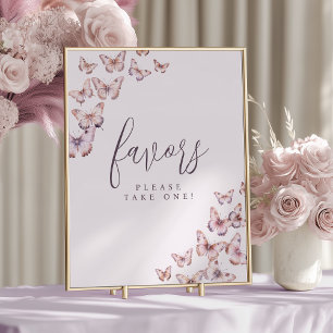 Purple and Pink Butterfly Baby Shower Favour Sign