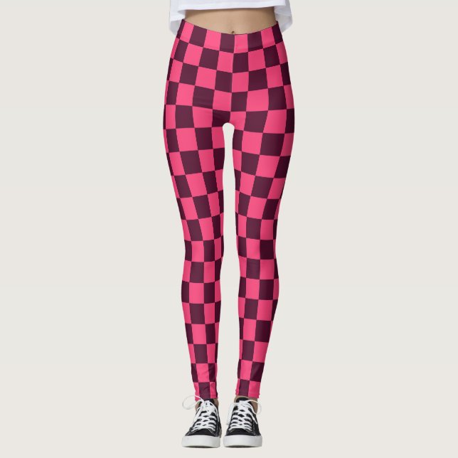 Purple and Pink Chequerboard Leggings (Front)