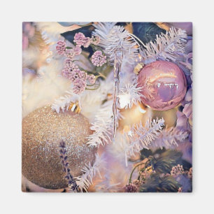 Purple and Pink Christmas Ornaments Magnet