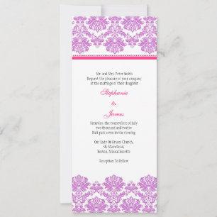 Purple and Pink Damask Wedding Invitation