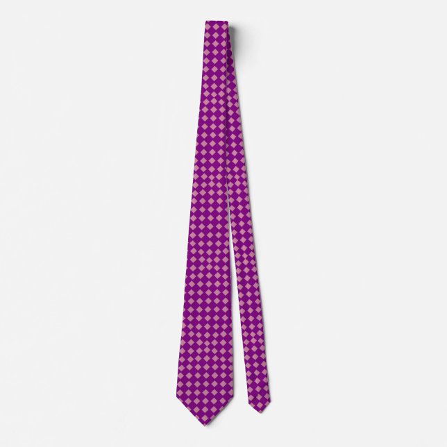 Purple and Pink Diamond-Patterned Tie (Front)