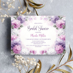 Purple and Pink Floral Bridal Shower Invitation