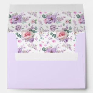 Purple and Pink Floral Elegant Pattern Wedding Envelope