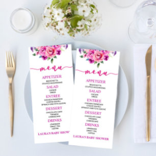 Purple and Pink Floral Flower Baby Shower Food Menu