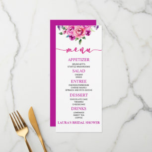 Purple and Pink Floral Flower Bridal Shower Food Menu