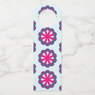 Purple and Pink Floral Shapes Bottle Tag