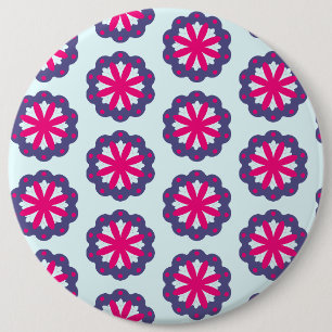 Purple and pink floral shapes illustration 6 cm round badge