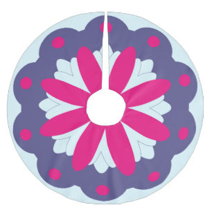 Purple and pink floral shapes illustration brushed polyester tree skirt