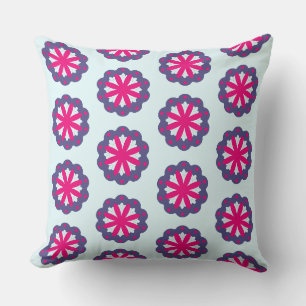 Purple and pink floral shapes illustration cushion
