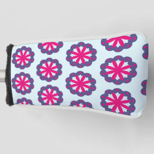 Purple and pink floral shapes illustration  golf head cover