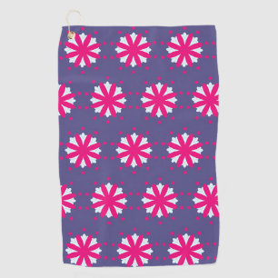 Purple and pink floral shapes illustration golf towel