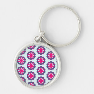 Purple and pink floral shapes illustration key ring