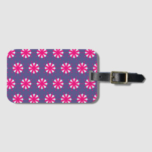Purple and pink floral shapes illustration luggage tag