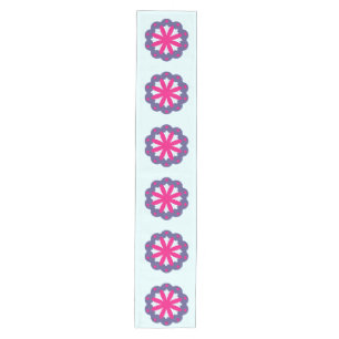 Purple and pink floral shapes illustration  medium table runner