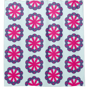 Purple and pink floral shapes illustration shower curtain