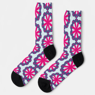 Purple and pink floral shapes illustration socks
