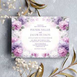 Purple and Pink Floral Wedding Invitation