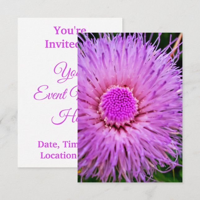 Purple and Pink Flower Invitation (Front/Back)