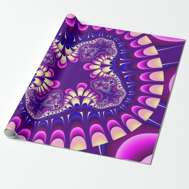 Purple and Pink Flower Wrapping Paper (Unrolled)
