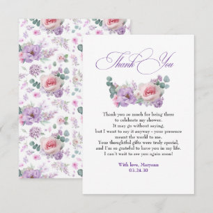 Purple and Pink Flowers Botanical Thank You Card
