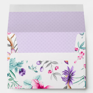 Purple and Pink Flowers Purple Dots Liner Envelope
