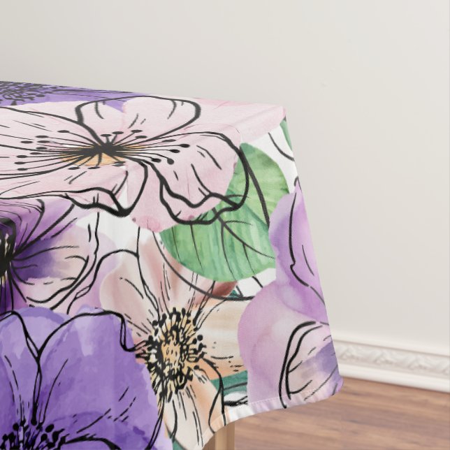 Purple and Pink Flowers   Tablecloth (In Situ)