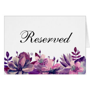 Purple and pink flowers. Wedding reserved sign