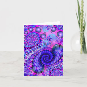 Purple and Pink Fractal Swirl Note Card