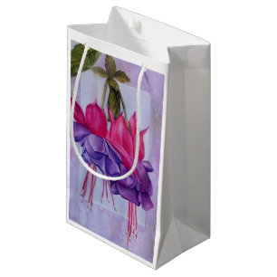 PURPLE AND PINK FUCHSIA FLOWER SMALL GIFT BAG