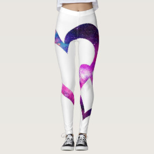 Purple and Pink Galaxy Hearts Leggings