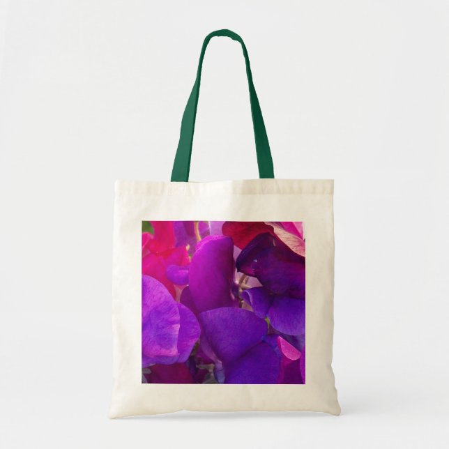Purple and Pink Giant Sweet Peas Tote Bag (Front)