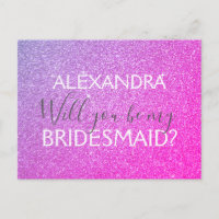 Purple and Pink Glitter and Sparkle Bridesmaid