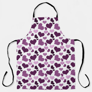 Purple and Pink Heart-Shaped Pattern Throw Pillow Apron