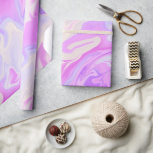 Purple and Pink Iridescent Gradient Marble Wrapping Paper